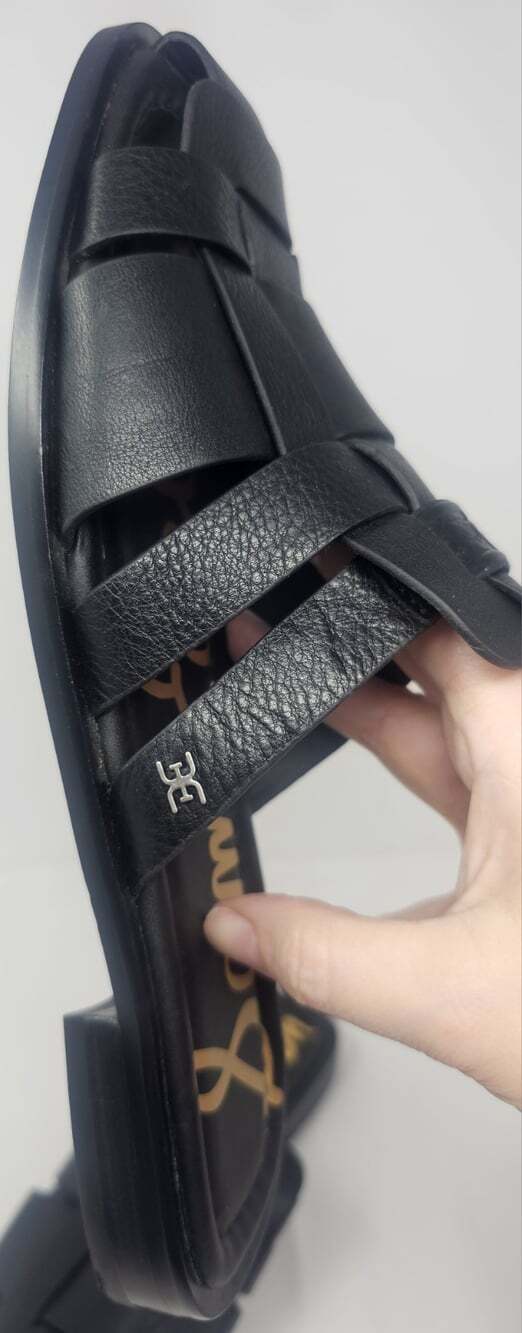 Sam Edelman Women's Dina Leather Fisherman Black Slip On Mules Sandal Size 10 - Picture 4 of 10